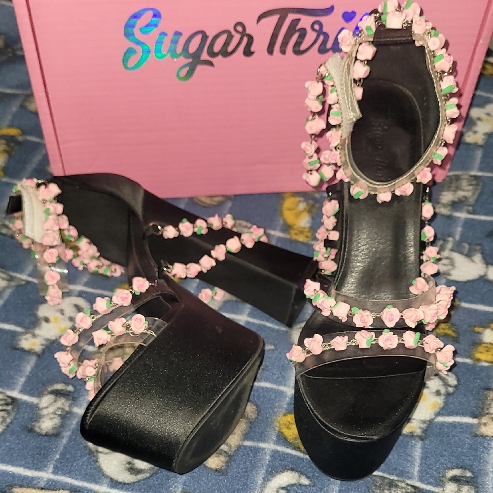 Sugar Thrillz Black and Pink Platform Heels